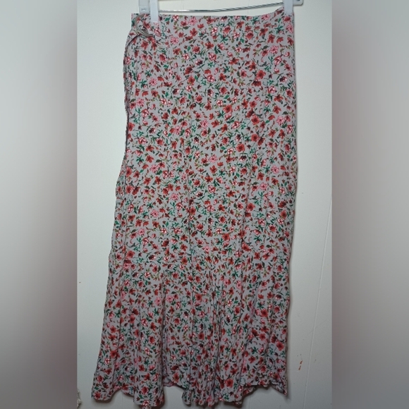 Banana Republic Red and Pink Smocked Pencil Maxi Skirt - Picture 1 of 10